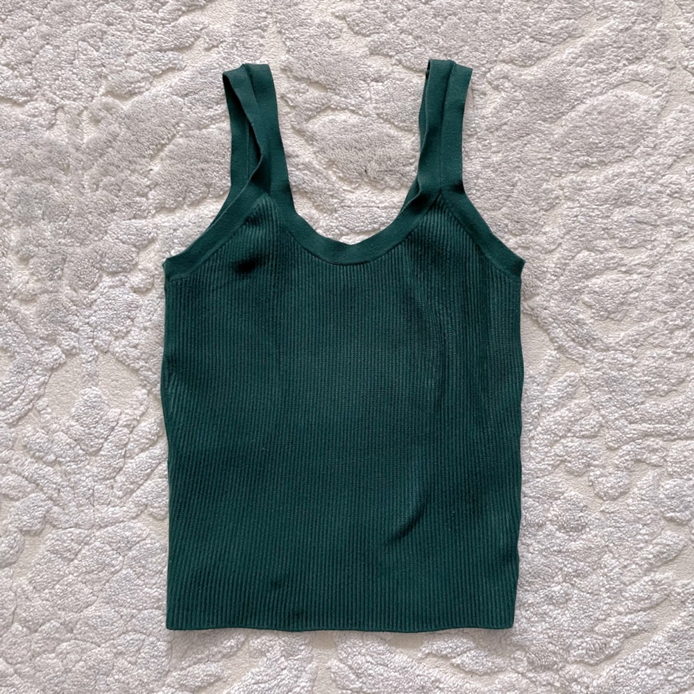A&F Hunter green ribbed scoopneck tank